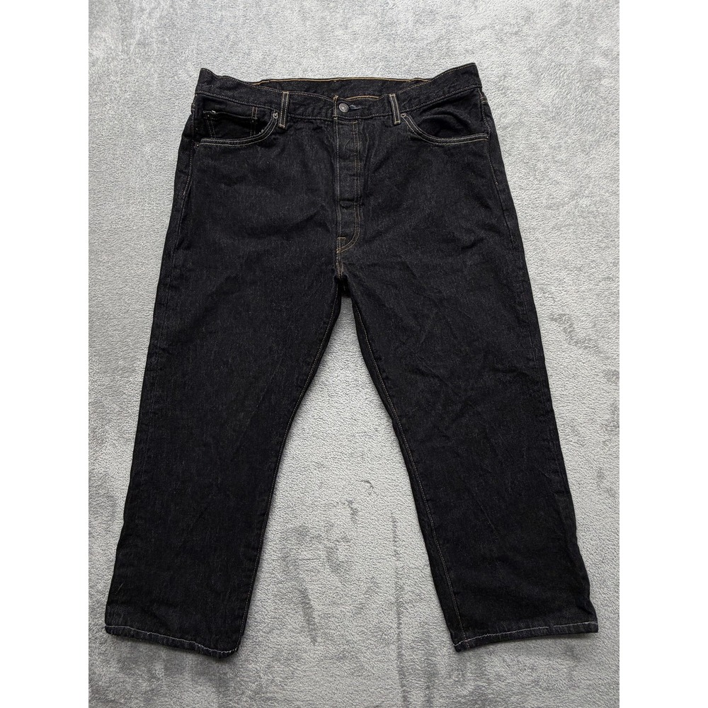 Levis 501 Jeans Mens Measured 39x25 Black Button Fly Straight Leg‎ 100% Cotton